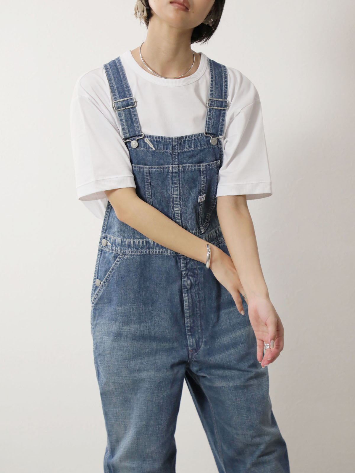 デニムオーバーオール サロペット ブリーチカラー ユニセックス