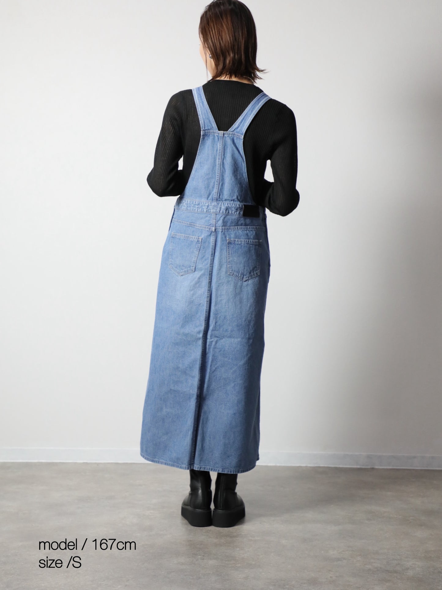 デニムオーバーオールスカート サロペット ブリーチカラー レディス