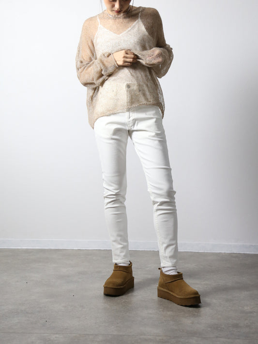 プレミアムジーンズ 　テーパードストレート　抗菌・防汚・撥水加工ホワイトデニム/レディス