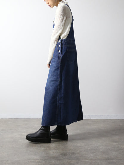 デニムオーバーオールスカート　サロペット　インディゴカラー　レディス