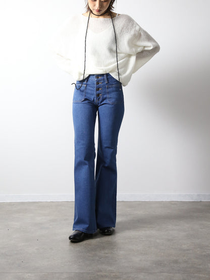 12.5oz 貼りポケベルボトムジーンズ　1970年代復刻  レトロブリーチカラー/ユニセックス