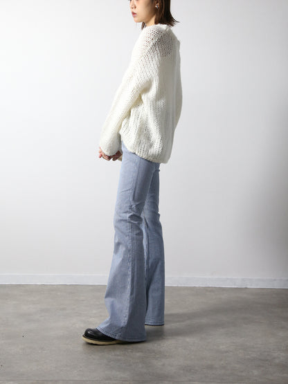 貼りポケヒッコリーベルボトムジーンズ　1970年代復刻  ブリーチカラー/ユニセックス