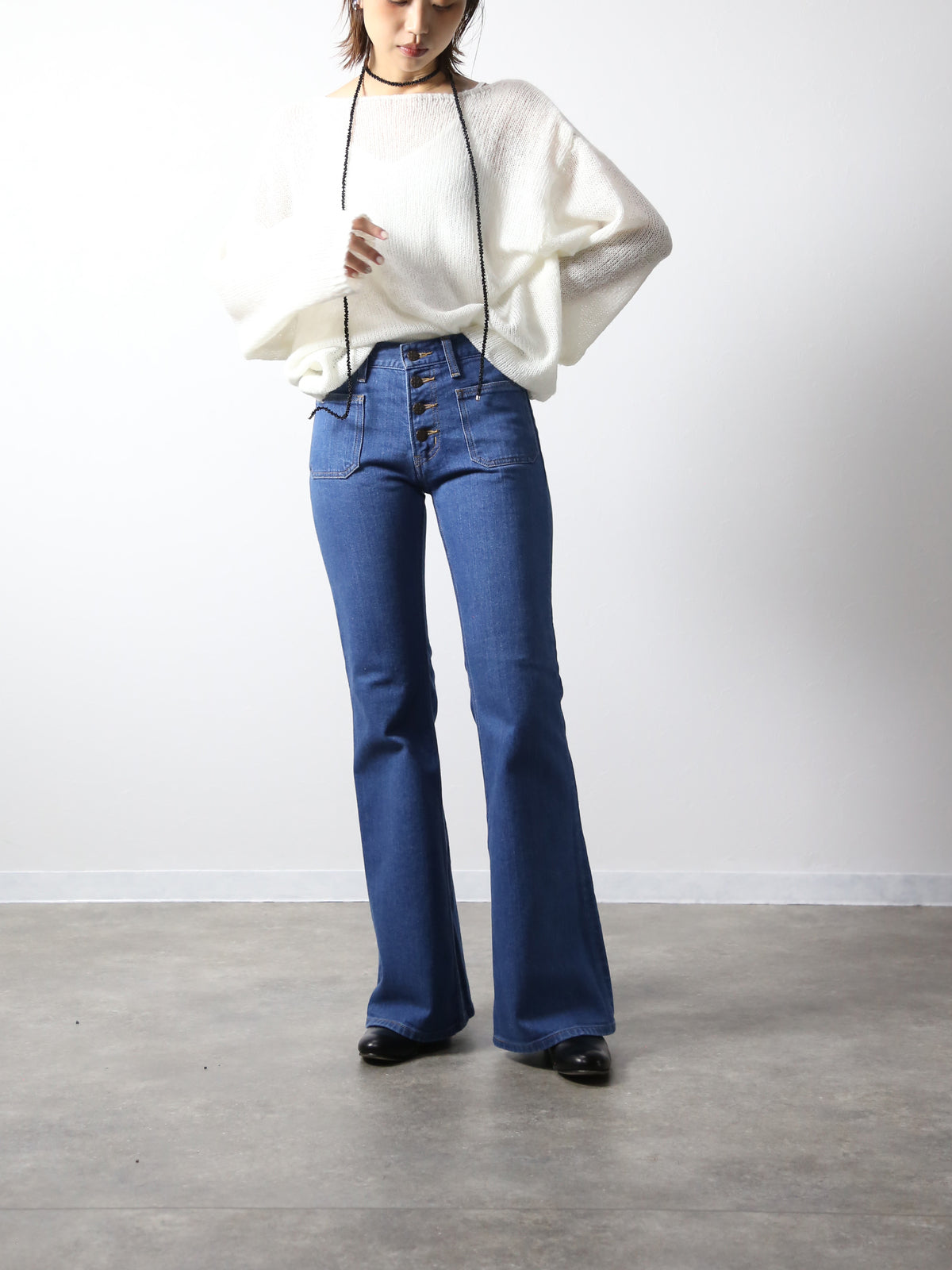 12.5oz 貼りポケベルボトムジーンズ　1970年代復刻  レトロブリーチカラー/ユニセックス