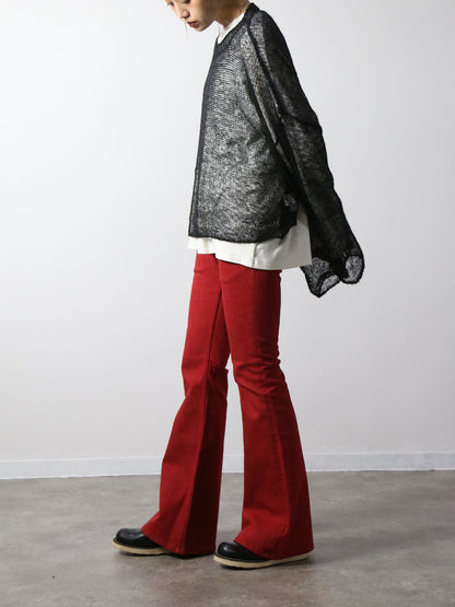 ジンバブエコットン ベルボトムジーンズ　レッドカラーデニム/ユニセックス