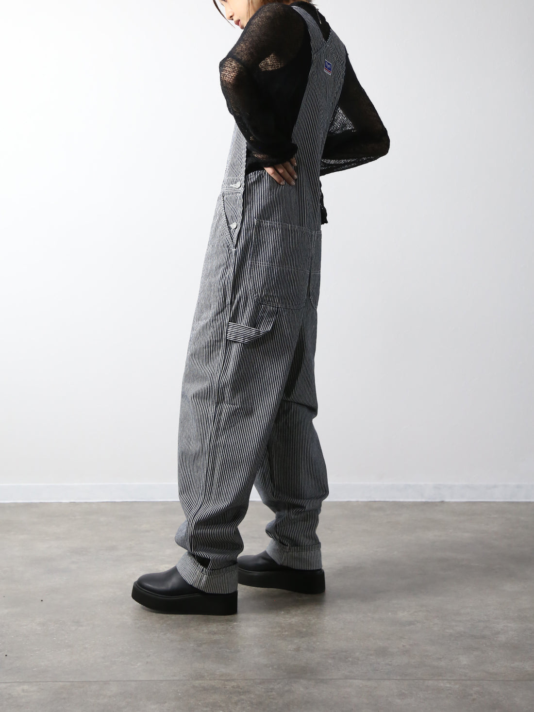 デニムオーバーオール　サロペット　ヒッコリーストライプ　ユニセックス