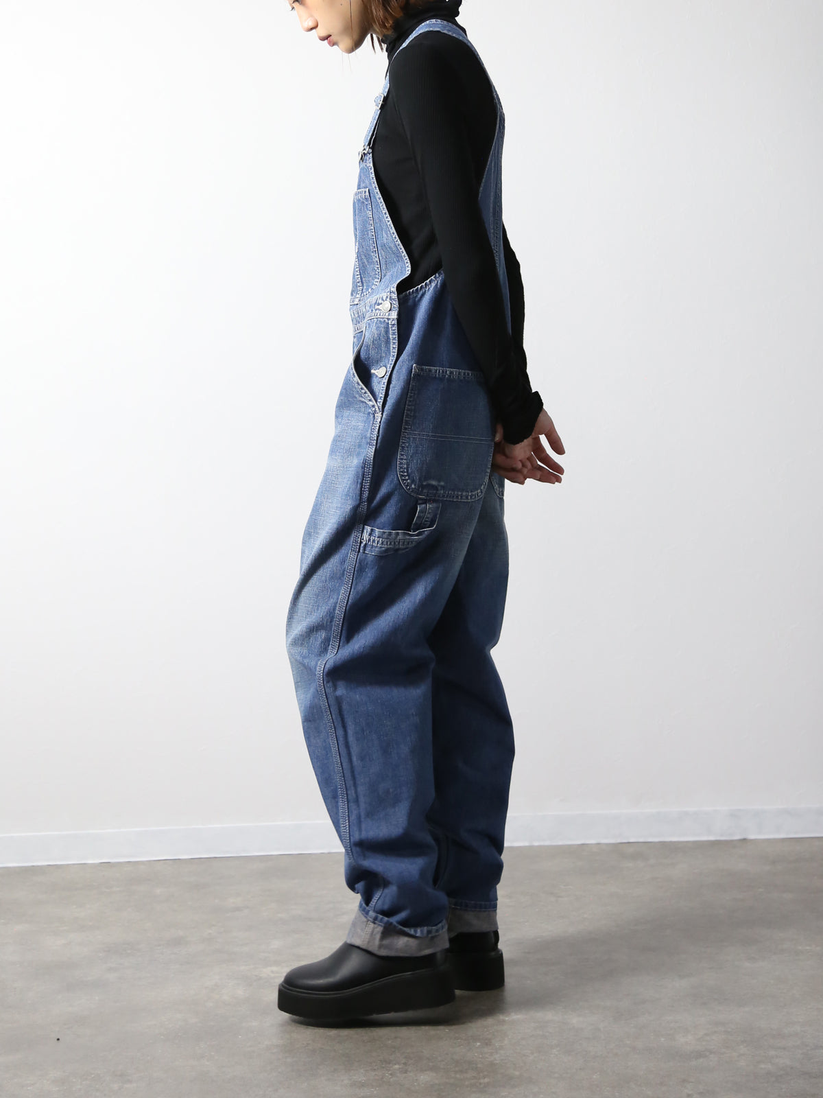 デニムオーバーオール　サロペット　ブリーチカラー　ユニセックス