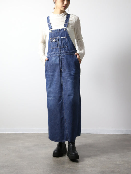 デニムオーバーオールスカート　サロペット　インディゴカラー　レディス