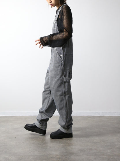 デニムオーバーオール　サロペット　ヒッコリーストライプ　ユニセックス