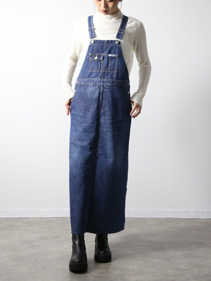 デニムオーバーオールスカート　サロペット　インディゴカラー　レディス