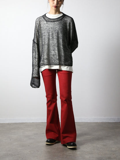 ジンバブエコットン ベルボトムジーンズ　レッドカラーデニム/ユニセックス