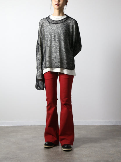 ジンバブエコットン ベルボトムジーンズ　レッドカラーデニム/ユニセックス