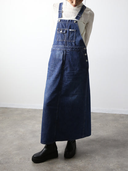デニムオーバーオールスカート　サロペット　インディゴカラー　レディス