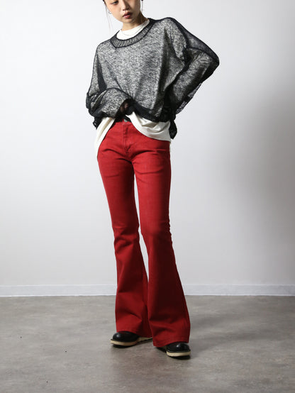 ジンバブエコットン ベルボトムジーンズ　レッドカラーデニム/ユニセックス