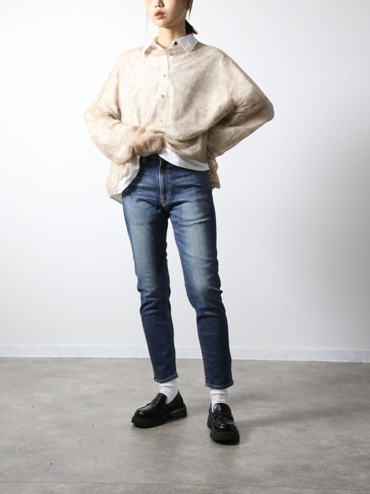 プレミアムジーンズ　テーパードストレート　ユーズドカラー/レディス