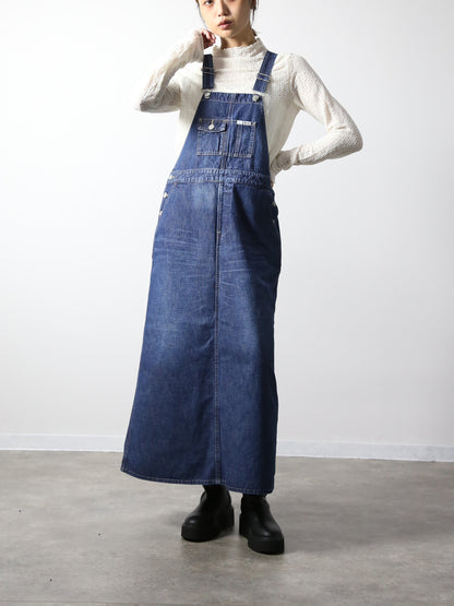 デニムオーバーオールスカート　サロペット　インディゴカラー　レディス