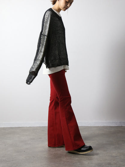 ジンバブエコットン ベルボトムジーンズ　レッドカラーデニム/ユニセックス