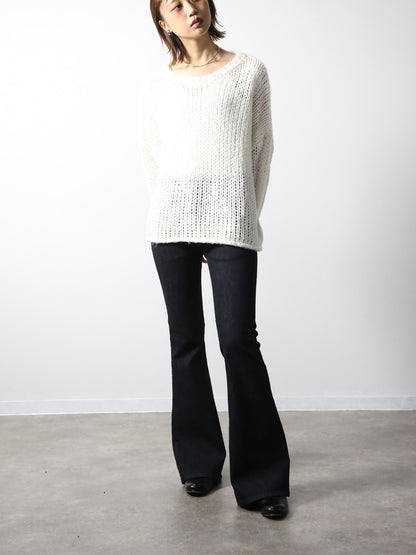 ジンバブエコットン ベルボトムジーンズ　ブラックカラーデニム/ユニセックス