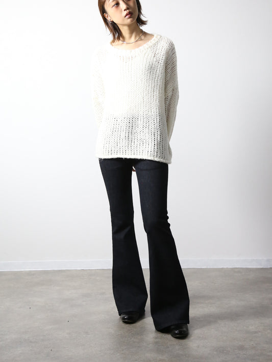 ジンバブエコットン ベルボトムジーンズ　ブラックカラーデニム/ユニセックス