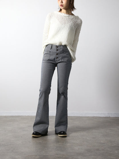 貼りポケヒッコリーベルボトムジーンズ　1970年代復刻  ワンウォッシュカラー/ユニセックス