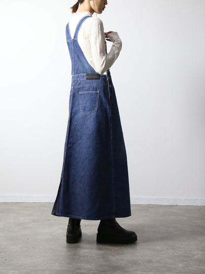デニムオーバーオールスカート　サロペット　インディゴカラー　レディス