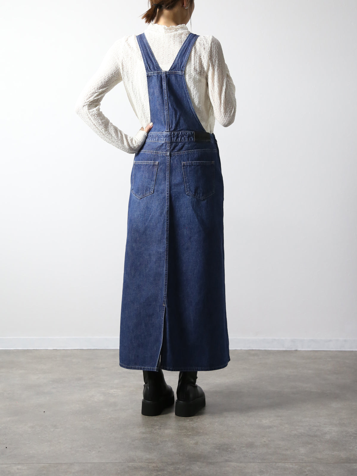 デニムオーバーオールスカート　サロペット　インディゴカラー　レディス