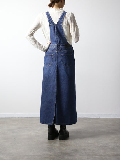 デニムオーバーオールスカート　サロペット　インディゴカラー　レディス