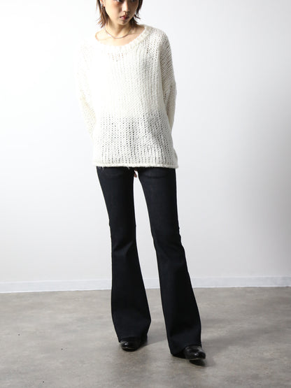 ジンバブエコットン ベルボトムジーンズ　ブラックカラーデニム/ユニセックス