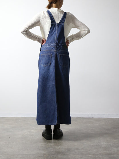 デニムオーバーオールスカート　サロペット　インディゴカラー　レディス