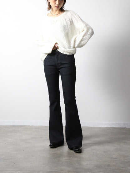 ジンバブエコットン ベルボトムジーンズ　ブラックカラーデニム/ユニセックス