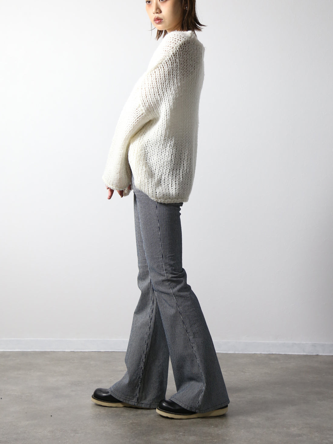 貼りポケヒッコリーベルボトムジーンズ　1970年代復刻  ワンウォッシュカラー/ユニセックス