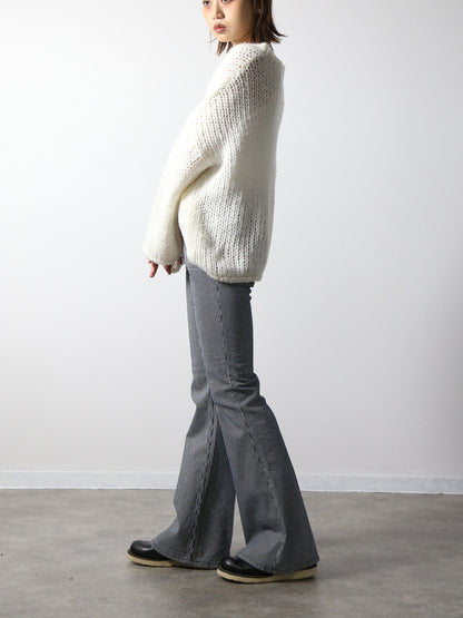 貼りポケヒッコリーベルボトムジーンズ　1970年代復刻  ワンウォッシュカラー/ユニセックス