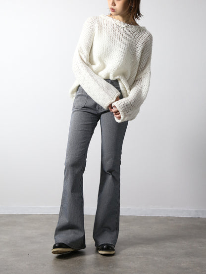 貼りポケヒッコリーベルボトムジーンズ　1970年代復刻  ワンウォッシュカラー/ユニセックス