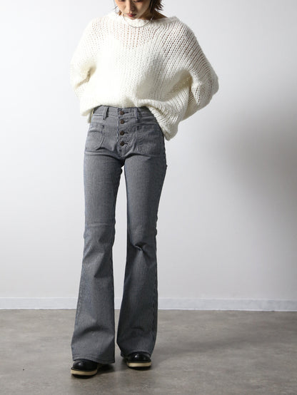 貼りポケヒッコリーベルボトムジーンズ　1970年代復刻  ワンウォッシュカラー/ユニセックス