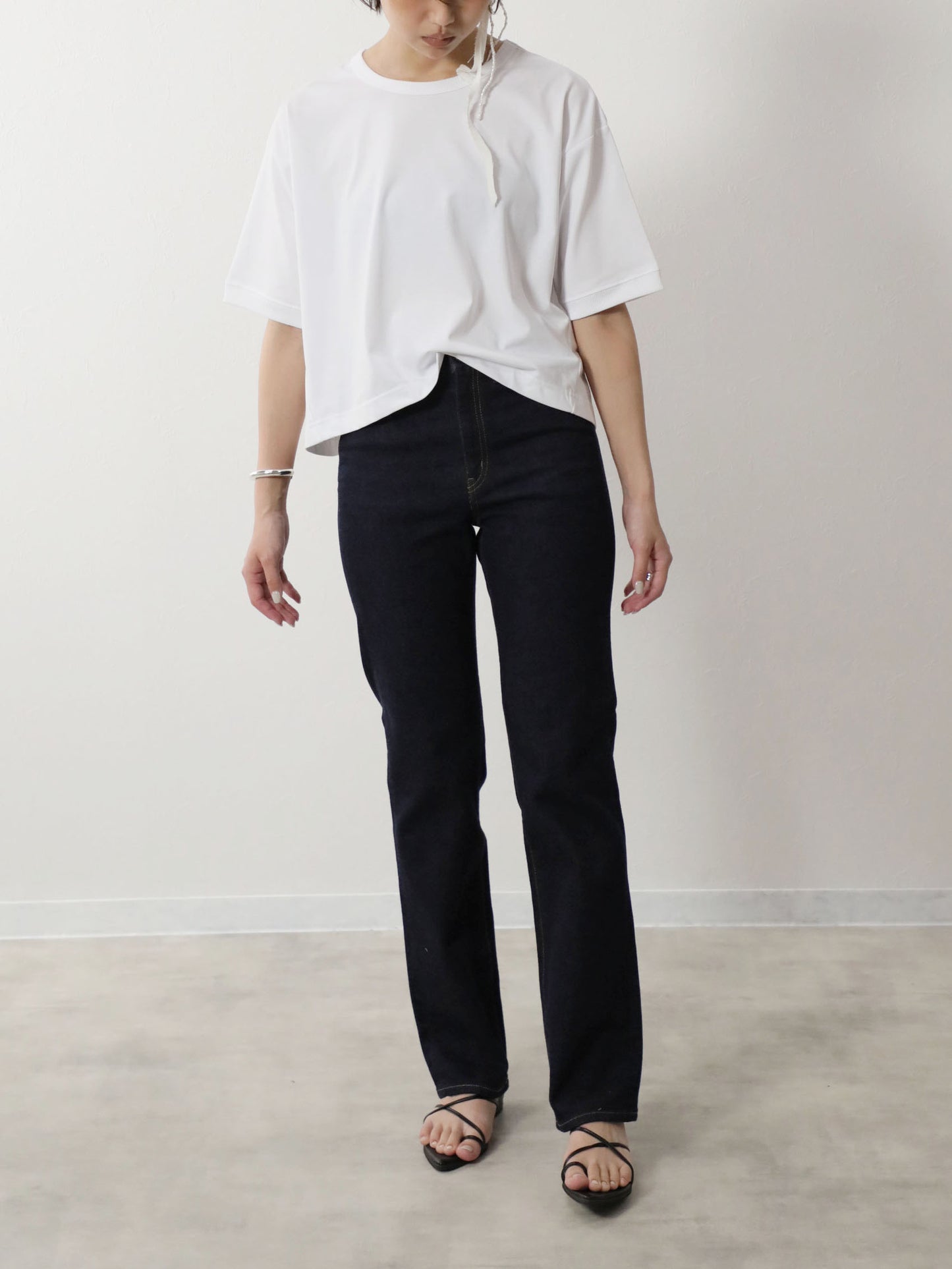 プレミアムジーンズ　ストレッチデニムストレート　ワンウオッシュ/レディス