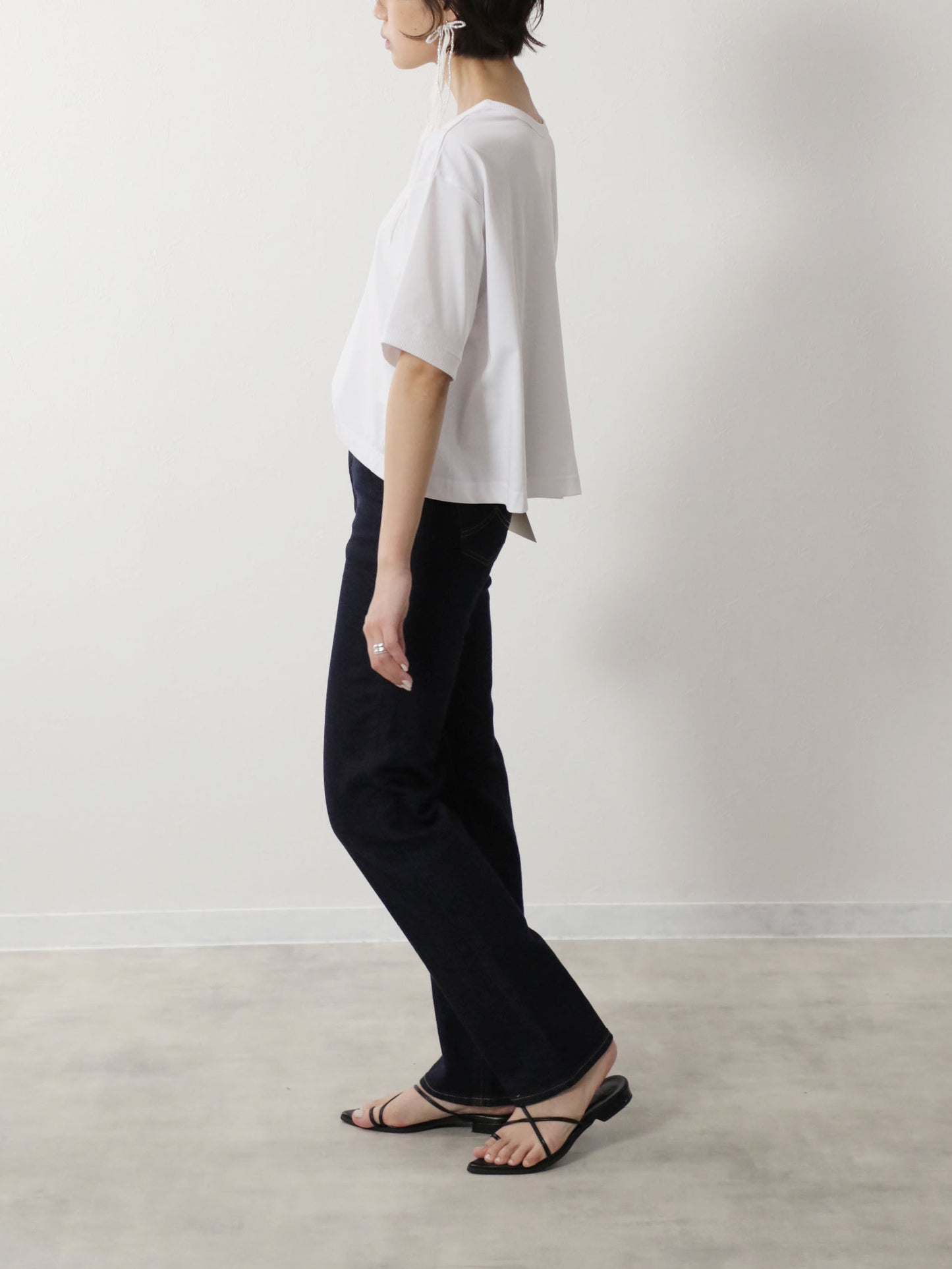 プレミアムジーンズ　ストレッチデニムストレート　ワンウオッシュ/レディス