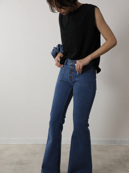 12.5oz 貼りポケベルボトムジーンズ　1970年代復刻  レトロブリーチカラー/ユニセックス