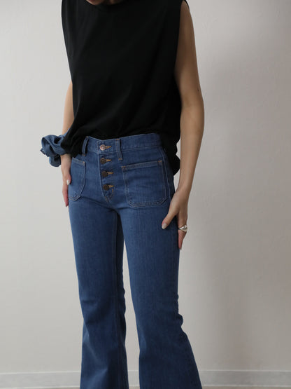 12.5oz 貼りポケベルボトムジーンズ　1970年代復刻  レトロブリーチカラー/ユニセックス