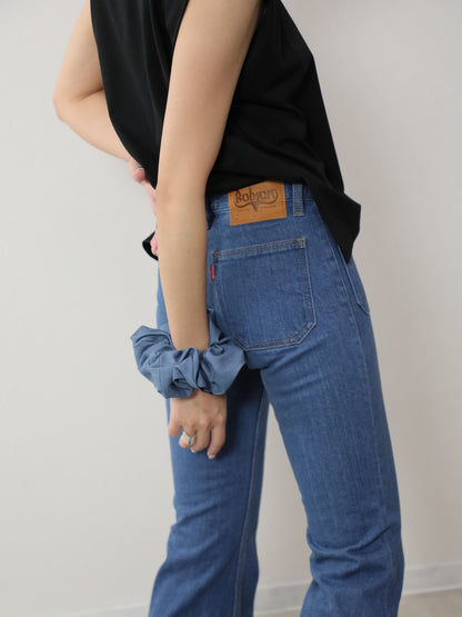 12.5oz 貼りポケベルボトムジーンズ　1970年代復刻  レトロブリーチカラー/ユニセックス