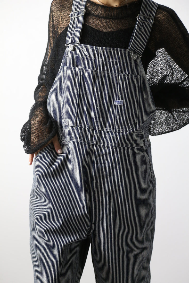 デニムオーバーオール　サロペット　ヒッコリーストライプ　ユニセックス