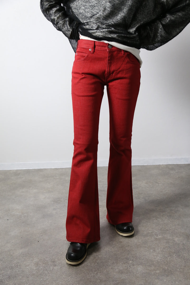 ジンバブエコットン ベルボトムジーンズ　レッドカラーデニム/ユニセックス