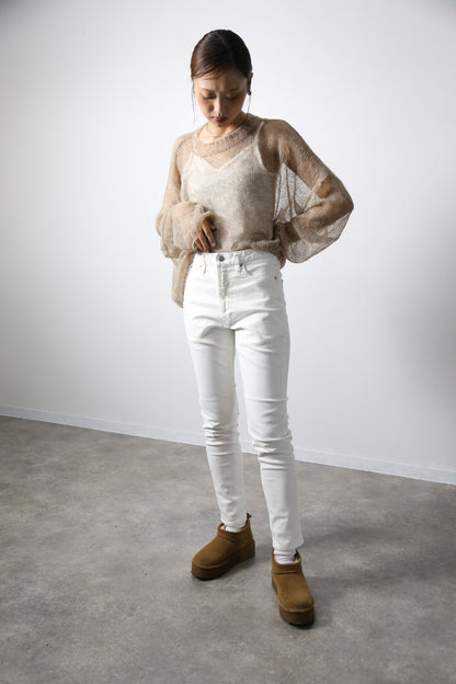 プレミアムジーンズ 　テーパードストレート　抗菌・防汚・撥水加工ホワイトデニム/レディス