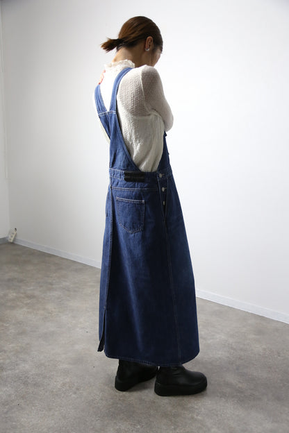 デニムオーバーオールスカート　サロペット　インディゴカラー　レディス