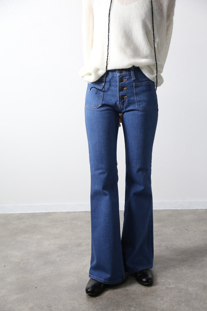 12.5oz 貼りポケベルボトムジーンズ　1970年代復刻  レトロブリーチカラー/ユニセックス