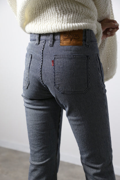 貼りポケヒッコリーベルボトムジーンズ　1970年代復刻  ワンウォッシュカラー/ユニセックス