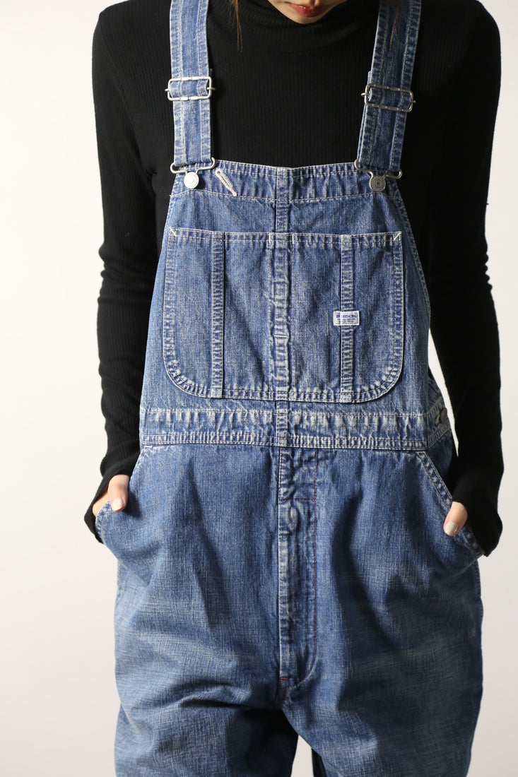 デニムオーバーオール　サロペット　ブリーチカラー　ユニセックス
