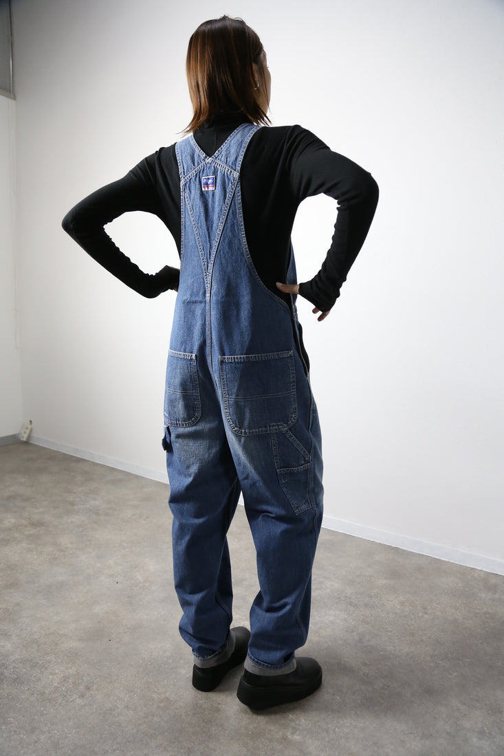 デニムオーバーオール　サロペット　ブリーチカラー　ユニセックス