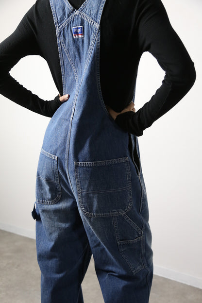 デニムオーバーオール　サロペット　ブリーチカラー　ユニセックス