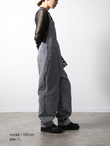 デニムオーバーオール　サロペット　ヒッコリーストライプ　ユニセックス