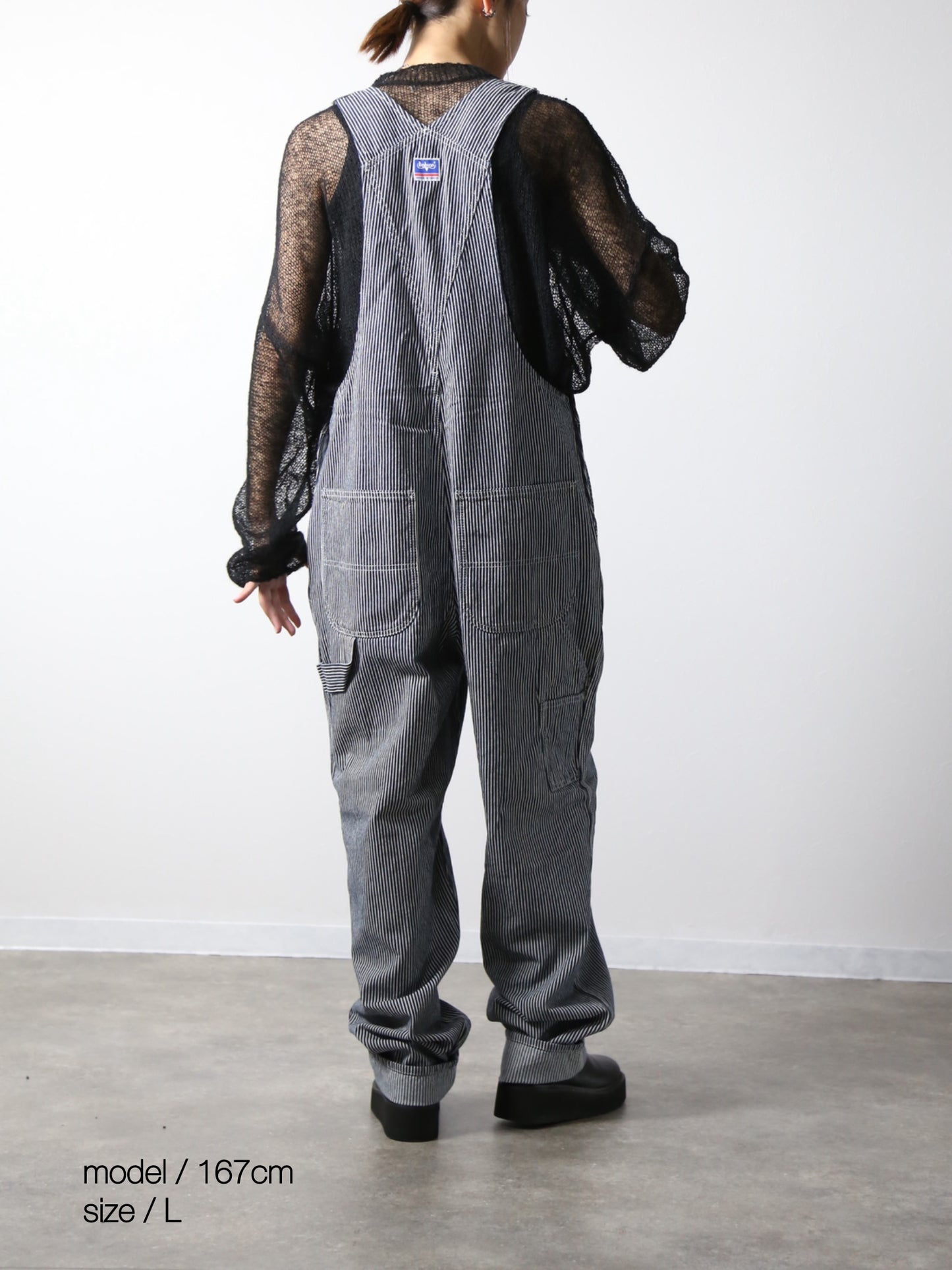 デニムオーバーオール　サロペット　ヒッコリーストライプ　ユニセックス