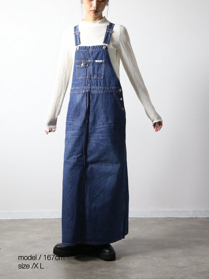 デニムオーバーオールスカート　サロペット　インディゴカラー　レディス